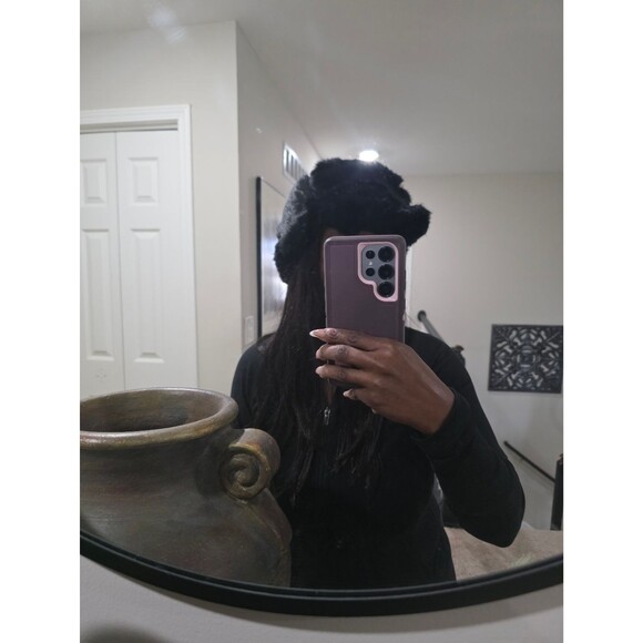 USHANKA / SHAPKA Slavic Doll Black Real Rabbit Fur Russian Trapper Hat XL main image 11